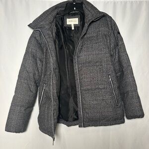 BCBGeneration Gray‎ Plaid Puffer Jacket